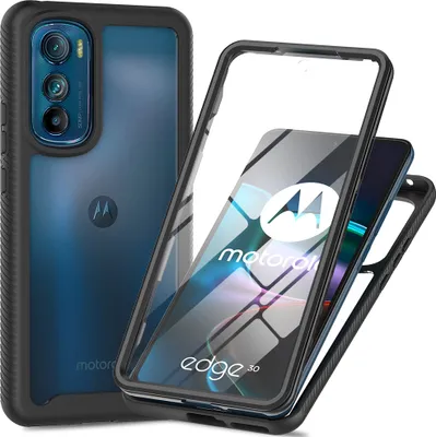 Image de Etui pour Motorola Edge 30, pare-chocs avec protecteur d'écran intégré Etui de protection 360° pour le corps entier noir