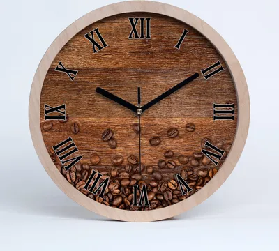 Produktbild von Holzuhr 20fi cm wanduhr - schwarze Spitzen - Kaffeebohnen