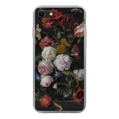 Produktbild von MuchoWow® Handyhülle Schutzhülle Hülle für iPhone 8 Stilleben mit Blumen in einer Glasvase - Gemälde von Jan Davidsz. de Heem Silikon Softcase Handy Hülle - Schutzhaube