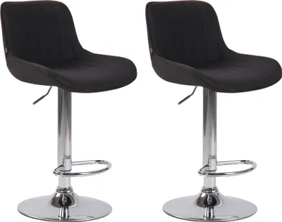 Produktbild von CLP 2er Set Barhocker Lentini Stoff 360° Drehbar Höhenverstellbar | Farbe schwarz Gestell Farbe chrom