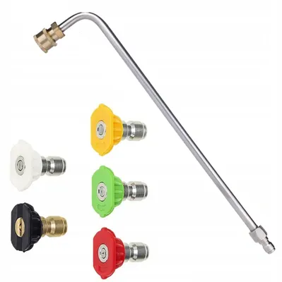 Obrázek produktu pro Rosfix Sada s 5 Rychlospojkami pro Tlakové Myčky (0°, 15°, 25°, 40°, 60°) + Tryska Tlakové Myčky 1/4” 34 cm Ohnutá 90°