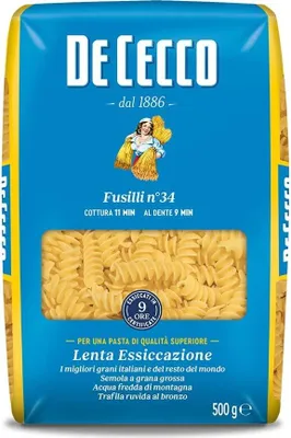 Produktbild von 10x Pasta De Cecco 100% Italienisch Fusilli n. 34 Nudeln 500g