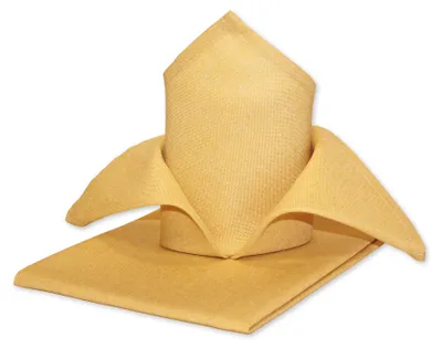 Produktbild von 4er Pack Stoff Servietten gelb Leinenoptik bügelfrei 50x50 cm beschichtet