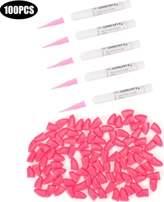 Produktbild von 100pcs Haustierhund weiche PVC -Nagelabdeckung Pfoten Klauenkappe Wickelzubehör (Dunkelrosa L)