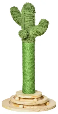 Produktbild von PawHut Kratzbaum Kaktus Spielzeug 65 cm Hoch Sisal Seil Kiefernholz Grün+Natur