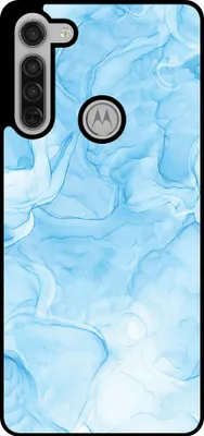 Produktbild von Smartphonica Handytasche Passend für Motorola Moto G8 mit Marmordruck - TPU Rückseite Abdeckung Fall Marmor Design - Hellblau