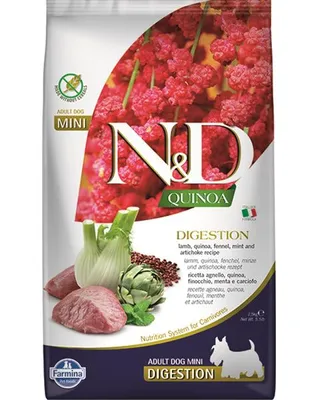Obrázok produktu pre Granule pre psy Farmina N&D dog QUINOA (GF) adult mini, digestion, lamb 2,5 kg