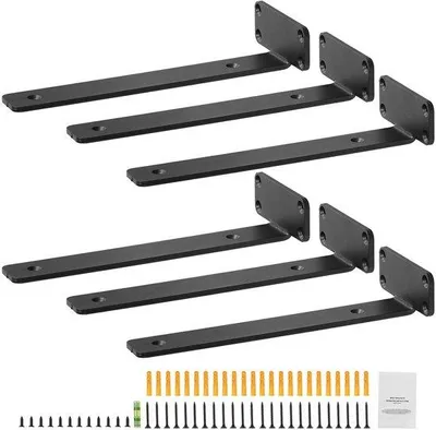 Produktbild von Regalhalterung 310 x 100 x 45 mm - 6 Stück - Robuste schwebende Regalträger - 5 mm dicke mattschwarze L-Regalhalterung - Stahlregalträger mit 72,6 kg Tragkraft