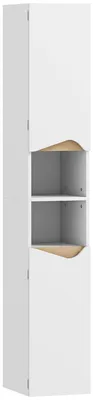 Image de Armoire de salle de bain étroite avec 2 portes | Couleur : Blanc | Dimensions : 30 x 34,6 x 180,5 cm