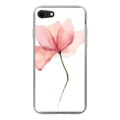 Produktbild von MuchoWow® Handyhülle Schutzhülle Hülle für iPhone SE 2020 Blumen - Aquarell - Rosa Silikon Softcase Handy Hülle - Kartenbesitzer