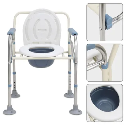 Produktbild von Ikodm Toilettenstuhl Nachtstuhl inkl. Eimer Höhenverstellbar  Toilettenhilfe WC Stuhl Höhenverstellbar Duschstuhl Stuhl Feststehend