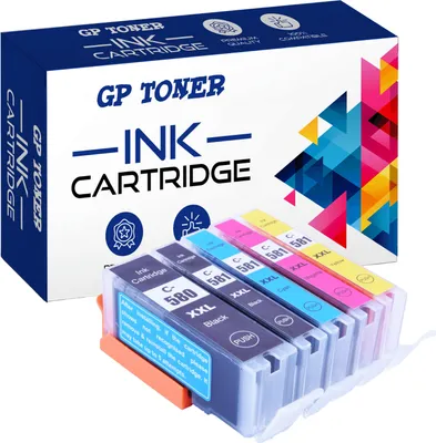 A box of GP Toner ink cartridges with the cartridges displayed in front.