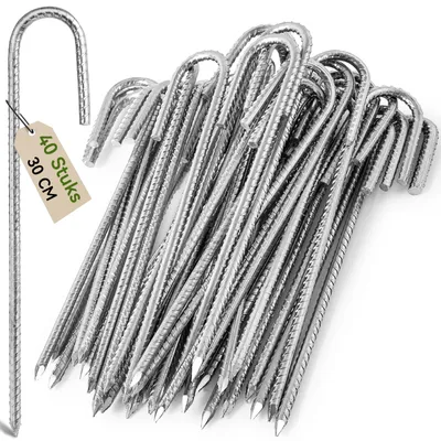 Produktbild von Trampolinanker Erdanker 30 cm, verzinkter Stahl, 40 Stück, für Trampoline