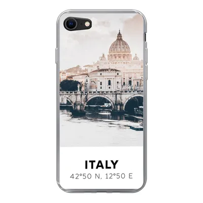 Produktbild von MuchoWow® Handyhülle Schutzhülle Hülle für iPhone 7 Italien - Brücke - Fluss Silikon Softcase Handy Hülle - Kartenhalter