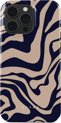 A phone case with a wavy abstract pattern.