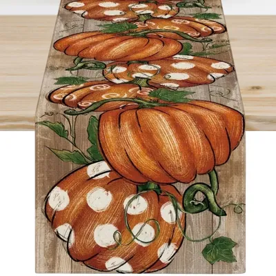Produktbild von Tischläufer Herbst Motiv Kürbis Ahornblatt 33x183cm Küche Outdoor Deko