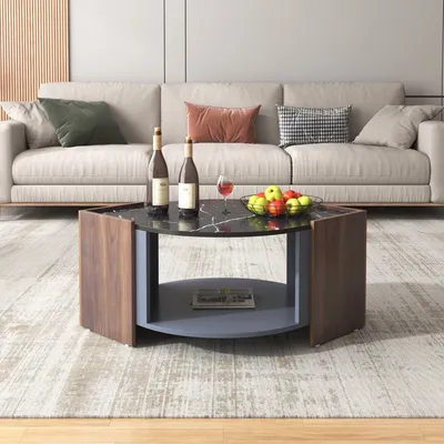 Produktbild von Sweiko Couchtisch, Sofatisch mit großem Stauraum, Marmoroptik