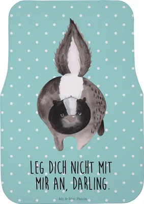 Produktbild von Mr. & Mrs. Panda Auto-Fußmatte Stinktier Angriff - Türkis Pastell - Geschenk, Automatte, Drohung, Raubtier, Auto Fußmatte, Skunk, Stinker, Fürs, Wildtier, Autoteppich