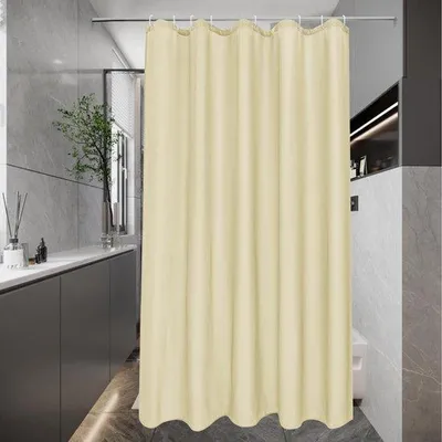 Productafbeelding van Ibenzoa® douchegordijn van textiel – waterafstotend en schimmelwerend, 120 x 200 cm, polyester, 8 metalen oogjes + 8 plastic ringen, verzwaard voetstuk