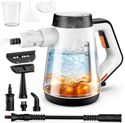 Produktbild von Dampfreiniger, Handdampfreiniger, 1200W Tragbarer Dampfdruck, 400 ml Mehrzweck-Dampfgarer, mit 9-teiligem Zubehör, für Böden, Fliesen, Fenstern, Sofa