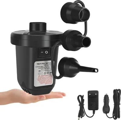 Produktbild von Elektrische Luftpumpe für Luftmatratze - 2-in-1 Aufblasen und Entleeren - elektrische Pumpe mit 3 Luftsprühnern - aufblasbare Matratze Boot Luftmatratze Schwimmbad Schwimmring schwarz
