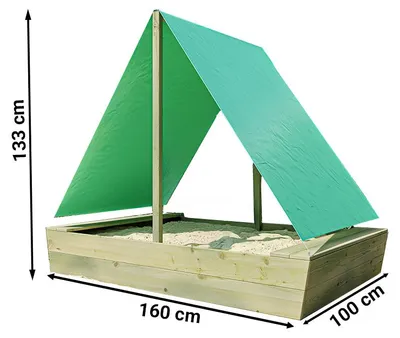 Produktbild von Belladoor Grün 160x100 cm Sandkasten Boot Schiff, Kesseldruckimprägniertes Kiefernholz 16 mm, Inklusive Sonnensegel, Mit Sitzbrettern, Witterungsbeständig, Einfacher Aufbau