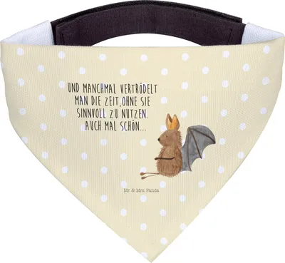 Produktbild von Mr. & Mrs. Panda Hunde-Halstuch Fledermaus Sitzen - Gelb Pastell - Geschenk, Halstuch Für Hunde, Hund, Fledermäuse, Motivation, Schal, Tuch, Entspannen, Lustige Sprüche