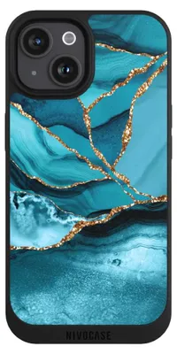 Produktbild von NIVOCASE Handyhülle für Apple iPhone 15  Hülle NIVOpure Case Schwarz Edelstein Glitzer Look Marmor
