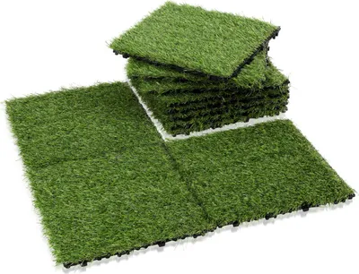 Obrázek produktu pro ISOISL Umělá tráva, klikací dlaždice, 30x30 cm, 66 kusů (6 m²) – Dlaždice pro terasy a balkony s drenážním systémem, realistickým vzhledem a snadnou montáží, vhodné pro použití uvnitř i venku