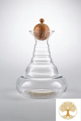 Produktbild von Karaffe Alladin 1,3l Gold - Lebensbaum – Olivenholzdeckel - mundgeblasen