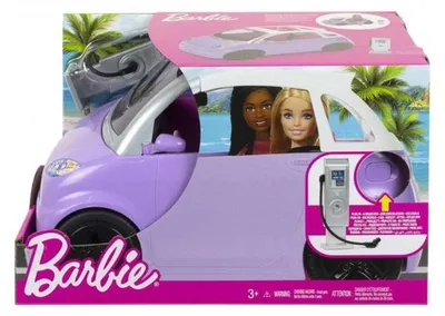 Image de Voiture électrique et station de recharge barbie - cabriolet, vehicule, auto - mattel - hjv36
