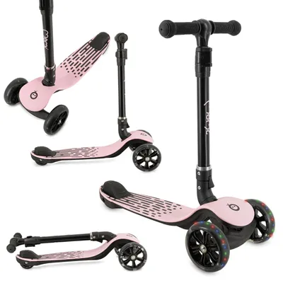 Produktbild von MoMi SAN 2-in-1 3-Rad-Kinderroller – höhenverstellbarer Lenker 60/66/72 cm, klappbar, LED-Räder, ABEC-7, Trittbremse, 2,7 kg