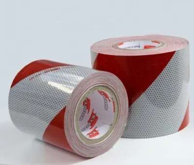 Produktbild von Orafol Kfz-Warnmarkierung, linksweisend, 1 Meter, 141 mm, weiss/rot