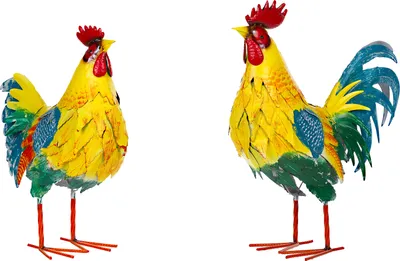 Produktbild von schönes Metall Figurenpaar Hahn und Henne V1 Set Gartenfigur Dekofigur Metallart