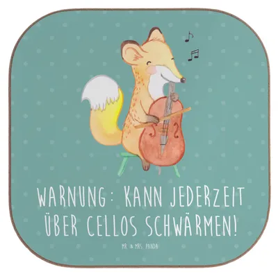 Produktbild von Mr. & Mrs. Panda Tischuntersetzer Cello Schwärmerei - Meeresbrise - Geschenk, Coaster, Untersetzer Gläser, Orchester, Musikinstrument, Streichinstrument, Kammermusik