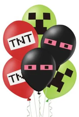 Produktbild von Set mit Minecraft-Luftballons, 30 cm, 12 Stück.