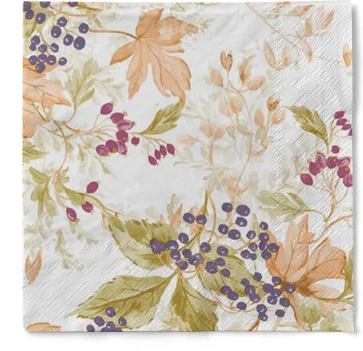 Produktbild von Tissue Serviette Erika, 33 x 33 cm, 3-lagig, 100 Stück - Herbst Floral