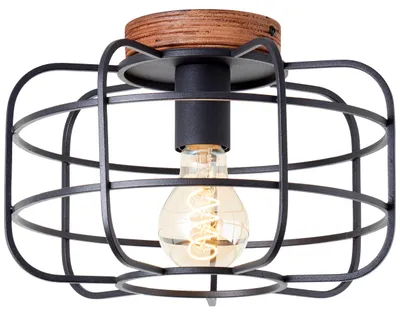 Immagine prodotto di Brilliant Lampe Gwen plafoniera 30cm legno antico/metallo corindone nero/tessuto/legno marrone 1x A60, E27, 40 W