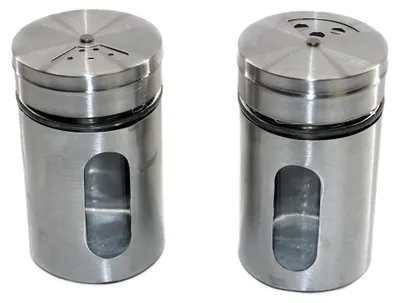 Produktbild von 2er Set XL Gewürzstreuer aus Glas und Edelstahl für Salz und Pfeffer