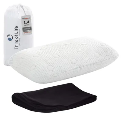 Produktbild von Reisekissen VOLAR | Ergonomisches Nackenkissen mit Memory-Foam | Kleines Kopfkissen für Reisen im Auto, Flugzeug, Zug, Hotel & Camping | Thermoregulierender Bezug | Kissen Outdoor & Reise 40x25x10 cm