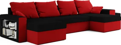Obrázok produktu pre Nábytok Roe | Rohová pohovka BOSTON 327 cm - Čierno-červená - Rozkladacia pohovka s úložným priestorom - Elegantný dizajn - Rozkladacia pohovka - Rozkladacia pohovka - Gauč