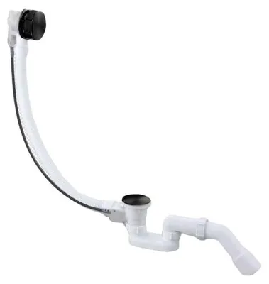 Image de OTITEC - Vidage baignoire avec trop-plein - Bonde noire - Flexible