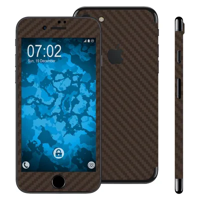 Produktbild von 1 x Carbonoptik-Folienset für Apple iPhone 7 / 8 / SE 2020 braun PhoneNatic Schutzfolien