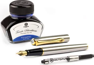 Immagine prodotto di Penna stilografica Diplomat Traveller in acciaio inossidabile placcato oro con inchiostro e convertitore, spessore M