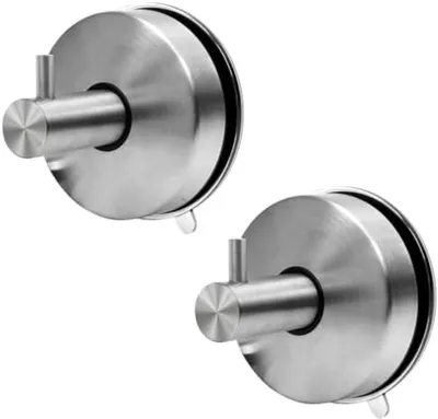 Productafbeelding van PromoHome® 2 zuignappen, ophanghaken, roestvrij staal, extra sterke bevestiging voor badkamer en keuken