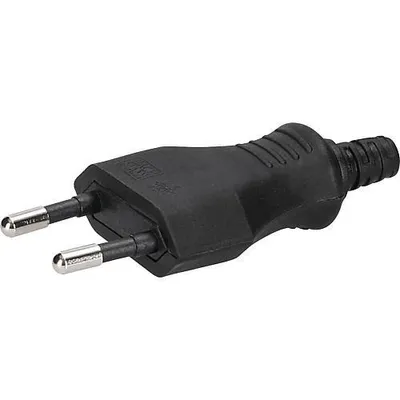Produktbild von Europa -Stecker schwarz mit Zugentlastung, für Leitung H05VV-F 2x0,75mm²