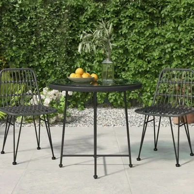 Produktbild von The Living Store Esstisch Schwarz Ø80 cm Hartglas und Stahl
