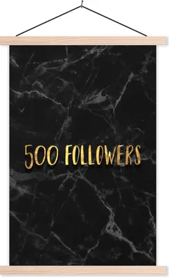 Produktbild von MuchoWow® Textilposter Soziale Medien - Instagram - Gold - Marmor 40x60 cm mit holzfarbenen Rahmen - Poster