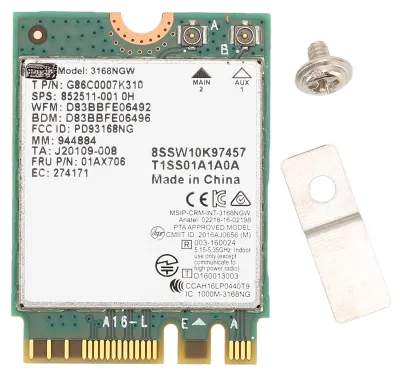 Zdjęcie produktu dla Karta sieciowa bezprzewodowa 3168NGW AC NGFF M.2, dwupasmowa 2.4G/5G, 600Mbps, Bluetooth 4.2, WIFI