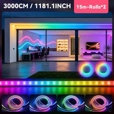 Obrázek produktu pro LED neonová páska, RGBIC efekty, inteligentní ovládání, 30 metrů, 220V-240V, zástrčka EU